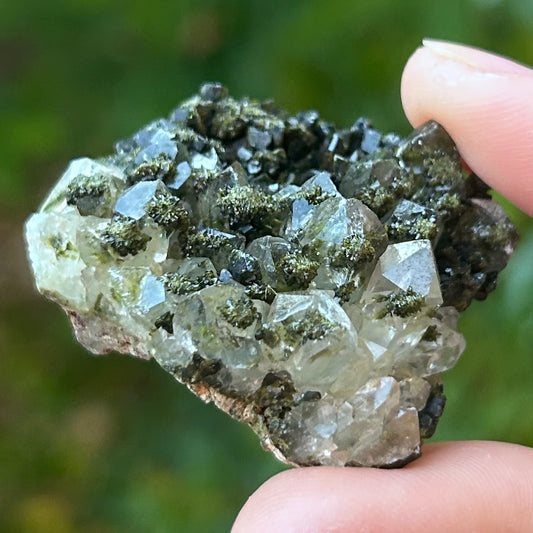 Epidote Forest Quartz Cluster