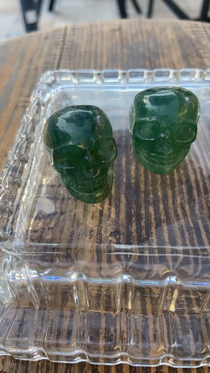 Aventurine Skull Mini Carving