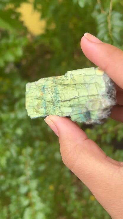 Green & Purple Labradorite Raw Slab